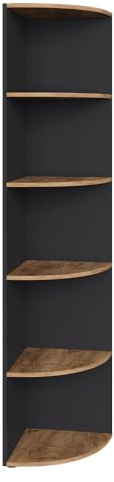 Vicco Scaffale angolare Ecki, Antracite/Rovere dorato, 40 x 180 cm, per montaggio a parete con tre ripiani aperti