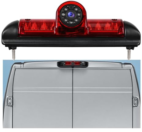 Hodozzy Cámara de Visión Trasera para FIAT Ducato 3/Peugeot Boxer/Citroen Jumper 2006-2017, Cámara para Tercera Luz de Freno, Visión nocturna por IR, Resistente al Agua IP67, con Línea de Marcha Atrás