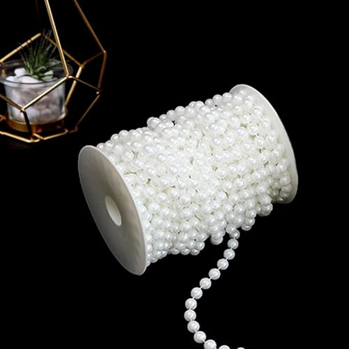 6mm 65 Feet Artificial White Pearl String - Craft Pearls String for DIY Handicrafts, Wedding, Party Decor, Flower & Background Decoration