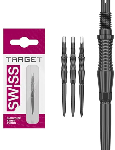 TARGET Darts Swiss Point Storm Dart-poäng, RST (3-pack uppsättning tips) 30 mm/35 mm/42 mm – guld/silver/svart | ändra pilpoäng, schweiziska stormpoäng, professionella darttillbehör