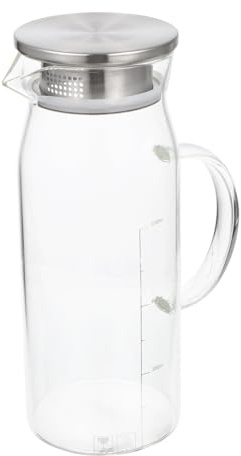 ABOOFAN Heat Resistant Glass Pitcher Cooling Beverage Jug for Water Juice Tea Milk Lightweight Carafe for Cold Drinks Practical Kitchen Serveware