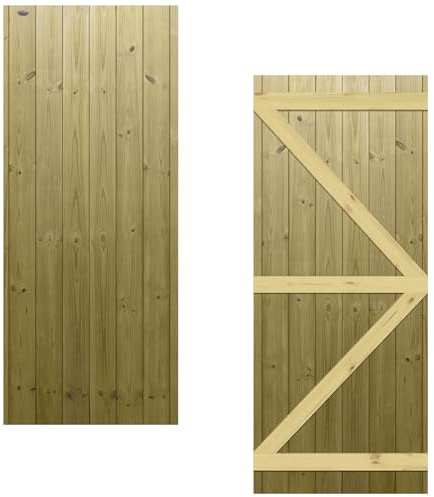 Flat Top Garden Gate 6x2.5ft (H: 6ft x W: 2.5ft) Semi-Braced Tongue & Groove Handmade Wooden Side Entry Pressure Treated Pedestrian - Ideal Home Pathway/Walkway Access Height: 1800mm x Width: 750mm
