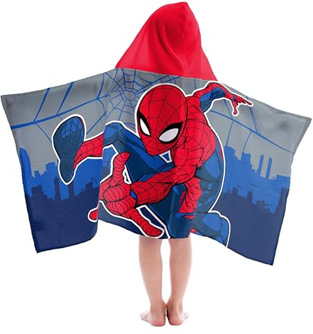 Jay Franco Marvel Spiderman Hooded Poncho Bath Towel 56cm x 130cm 100% Cotton Kids Changing Robe