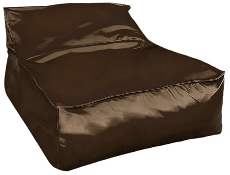 KBZSlyn Fodera per poltrona a sacco (senza imbottitura) divano letto in ecopelle, impermeabile, comodo divano con spazio per riporre peluche, per soggiorno, balcone, patio e spiaggia (Dark-Coffee