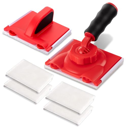 Cretosou Lot de 2 Tampon Peinture Outil de Coupe Bordure de Peinture, Coupe-Peinture Manuel & Tampon à Peinture à Poignée Universelle Paint Pad, avec 4 Tampons de Rechange (6, rouge)
