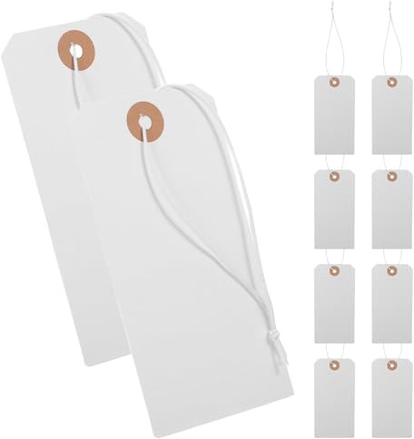 PRETYZOOM 100 Étiquettes Vierges en Papier Blanc avec Fil Métallique, Lot de 100 Pièces pour Vêtements, Chaussures et Paquet, Étiquettes D'expédition Polyvalentes Adaptées au Bureau