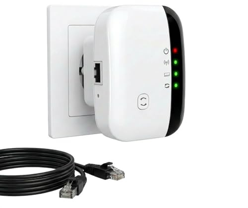 DUSEKI Amplificador Extensor WiFi 2.4 GHz-300 Mbps WiFi Extender Extensor de hasta 3000 pies Cuadrados con Modo Repetidor/Ap Puerto Ethernet Compatible con Todos los Dispositivos Wi-Fi