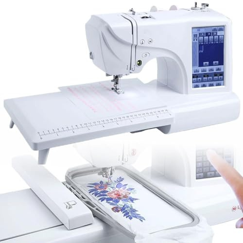 Macchina da cucire automatica, macchina da ricamo elettrica con touch screen LCD da 7 pollici, area da ricamo 4x 9,2 pollici, macchina da cucire integrata per computer di casa, 11 lingue, bordo