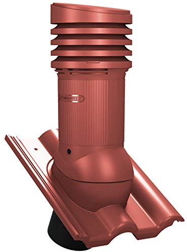 Entlüfterkamin EVO DN150 für Braas - Frankfurter, Benders - Mecklenburger, ProDach - Doppelrömer Dachziegel Dachlüfter Lüfter (RAL 3009 - Rot)