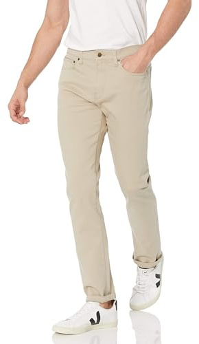 Amazon Essentials Vaqueros Ajustados - Colores interrumpidos Hombre, Marrón Caqui Claro, 32W / 30L