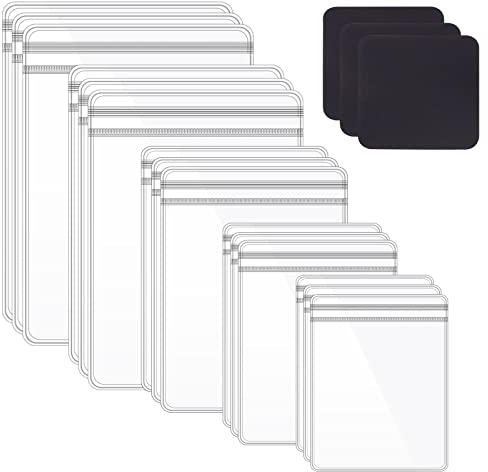 Glarks 160Pcs 5 Size PVC Self Seal Jewelry Bags Plastic Zipper Bag Clear Storage Bags Pouch with 30Pcs Anti Tarnish Tabs Strips Kit for Holding Necklace Earring Ring Bracelet