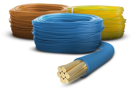 Primes DIY 1.5mm Single Core Conduit Cable, 6491X Copper PVC Earth Wire, BASEC Approved – Brown, Blue, Green/Yellow (100 Meter)