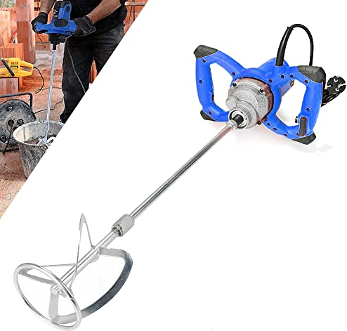 Cement Mixer, 2600W Electric Plaster Paddle Mixer, Mortar Stirrer, Paint Whisk, Feed Mixing Machine, Handheld Stirring Tool, 6 Variable Speeds, M14 Mixing Rod, with 2 Replaceable Carbon Brushes