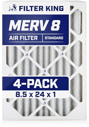 Filter King 8,5 x 24 x 1 a luftfilter | 4-pack | MERV 8 HVAC veckade A/C ugnsfilter | TILLVERKAD I USA | Faktisk storlek: 8,5 x 24 x 190,5 cm