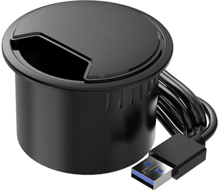 Hsthe Sea USB-Tisch-Hub für 60-mm-Tischkabelloch. 5-in-1-USB-Hub mit USB 3.0 3,5-mm-USB-C-Anschluss