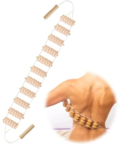Rückenmassagerolle mit Griff, Anti-Cellulite-Massagegerät aus Holz, Rückenmassagerolle, Cellulite-Massagerolle für Nacken, Beine, Rücken, Körper (100 x 7,5 cm)
