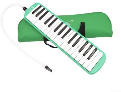 Kompakte Melodica mit 32 Tasten für Musikinstrument für Kinder und Erwachsene, inklusive Tragetasche für bequemen Transport (grün)