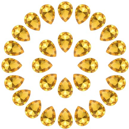 QUARKZMAN 50pz 13 x 18 mm Gocce di Strass in Acrilico con Punto Posteriore per Gioielli Realizzazione Costume Cristallo Decorazioni Artigianali, Oro