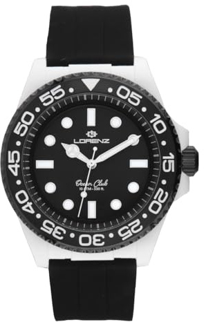 Lorenz Ocean Club 030268FF - Orologio Sportivo da Uomo al Quarzo - Orologio con cassa in superlega Soft Touch silver - Cinturino in Gomma e chiusura deployante - Sub 100 metri - Cofanetto speciale sub