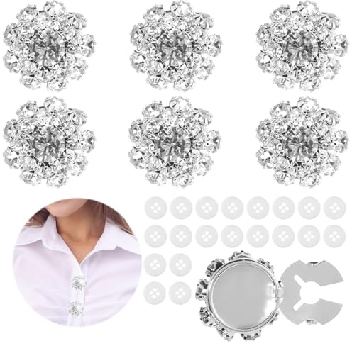 YBEATY 26 Pcs Rhinestone Button Covers Sewing Button Covers Decor Crystal Clip on Jewelry Shiny Crystal Buttons for Women Men Cuff Tux Shirt Accessories Blouses Shiny & Exquisite DIY Craft Decoration