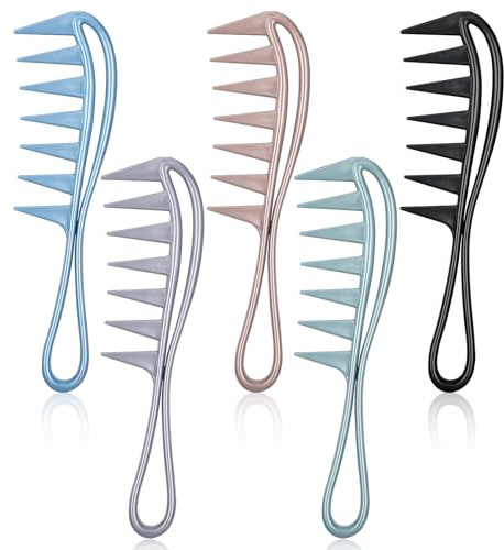 LIQWEI 5 Stück Lockenkamm Strähnenkamm, Breite Zahnkämme Hai Zahnkamm Styling Kamm Für Verschiedenen Arten Von Haaren Haarkamm