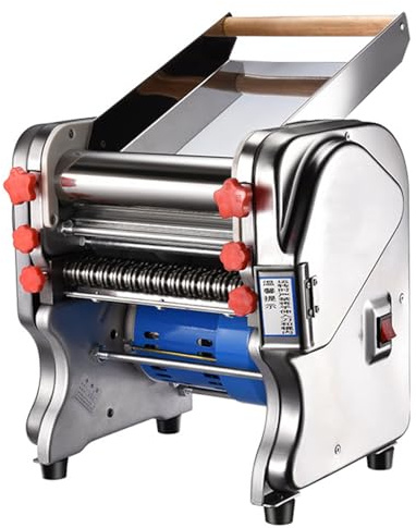 Kommersiell elektrisk pastamaskin, nudelmaskin, pastadegpressrulle i rostfritt stål, 550W/750W automatisk pastamaskin för hem-/kommersiellt bruk (skärare 3mm/9mm) Doughwidth20cm