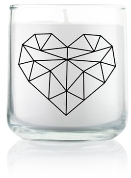 FEEL GOOD CANDLE - Scented candle in glass - candle with motif as a gift for women and for decoration (geometric heart, coconut - vanilla)