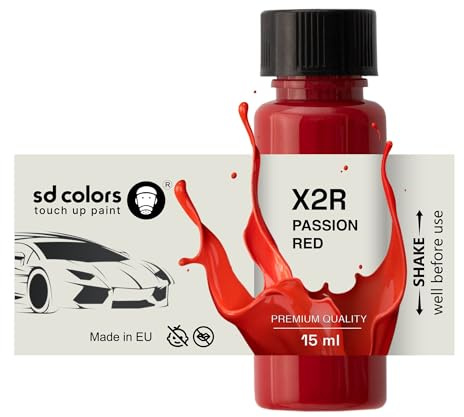 SD COLORS PASSION RED X2R - Vernice per ritocchi, 15 ML, per riparazione graffi e scheggiature, codice colore X2R, colore rosso passione (solo vernice)