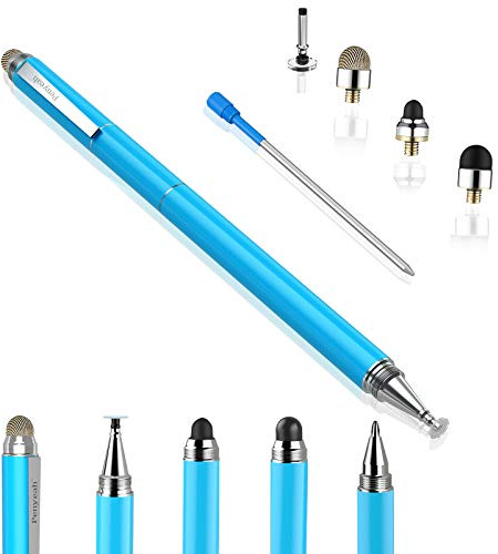 Penyeah Stylus, 4-in-1 Stylus Pen for Touch Screen, High Precision and Sensitivity Disc,Mesh,2 Sized Rubber Tips, Universal for iPhone/iPad/Android/Samsung/HP Tablets All Capacitive Touch Screens-Blue