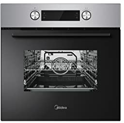 Midea 65P90E3IX Einbaubackofen, 595*595*575mm(H*B*T),Edelstahl,Pyrolytische Selbstreinigung,Knuspriger Grill,360° Heißluftkonvektion,Emaille-Innenraum,3-lagige abnehmbare Tür, Kindersicherung