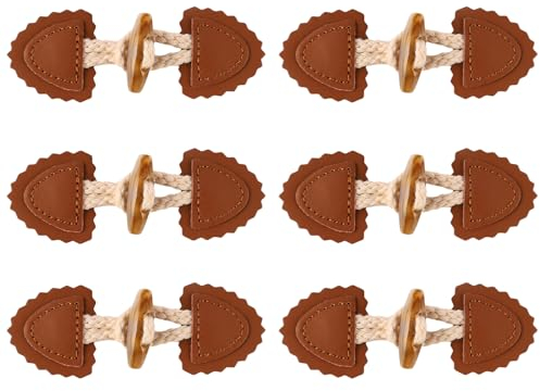 6 Stück Leder Knebelverschlüsse, Knebelknöpfe aus Kunstleder, Toggle Buttons für Jacken, Strickwaren, Windjacken,Kinderbekleidung