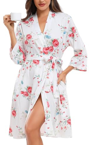 Lovasy Waffle Dressing Gown for Women Soft Lightweight Spa & Bath Robes Knee Length Nightwear S-XXL