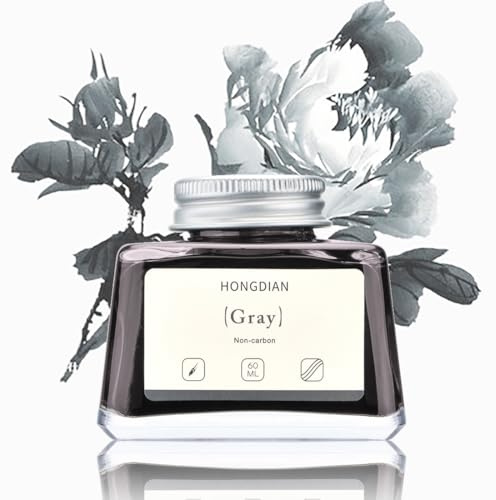 Hongdian Füllfederhalter-Tinte, Grau, 60 ml Füllfederhalter-Tinte zum Schreiben und Kalligraphie, kohlenstofffrei