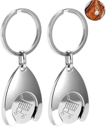 BOBOZHONG Jeton de Caddie, 2 Pièces Porte-clés pour Jeton de Caddie Porte Clé Jeton Caddie en Métal avec Monnaie Amovible Mini Porte-Clés en Alliage d'aluminium Jeton Chariot pour Les Caddies