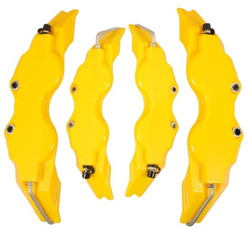 CLISPEED 2sets Front Rear Brake Caliper Covers in Style for Car Brake Protection Yellow Fits Front Wheel Caliper