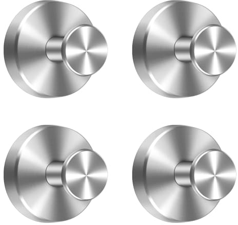 GHLAECM 4 Piezas Gancho Ventosa, Colgador Toalla Baño Extra Fuerte, Soportan hasta 5 KG, Acero Inoxidable, Colgador de Ventosa al Vacío, Sin Taladro para Baño, Cocina, Vidrio y Azulejos (Plata)