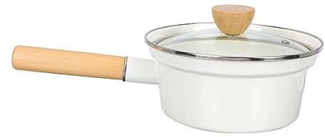 FUNOMOCYA Pot à lait émaillé le potage se précipiter marmite à lait cuisson petit poêle antiadhésive casserole anti-adhésive Marmite en émail nouilles marmite de cuisine Un verre blanche