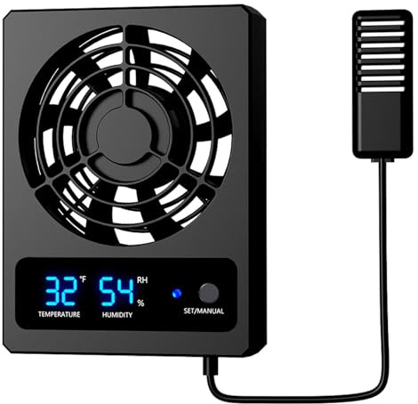 Reptil terrariefläkt - digital temperaturregulator, fuktmonitordisplay, tyst kylfläkt | Luftflödesutrustning