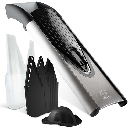 Börner by Reston Lloyd Mandoline Slicer V6 (Starter Set) • Stainless Steel Slicer with V-Blade • Adjustable Kitchen Slicer for Vegetables & Fruits • Various Thicknesses & Grater