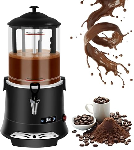 HESMAX Máquina de Chocolate Caliente Comercial 10L/2,64Gal, con Calentador de Bebidas Calientes de Control de Temperatura Inteligente, Rango de Temperatura 86°F-194°F-Negro