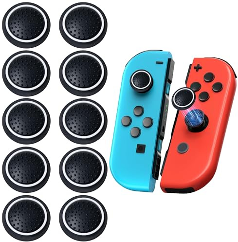 Cappucci Joystick Controller, Grips Antiscivolo Silicone per Sticks Analogici, Protezione e Comfort di gioco, Set di 10, Compatibile con controller PS5, Nero e Bianco