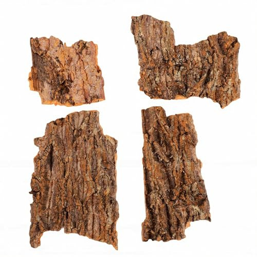 TOPINCN Naturlig Korkbark för Reptiler, 4 st. Mjuk äkta Trädbark Terrariumbakgrundsdekor, Klätterplattformsgömställe med Strukturerad Yta för Skäggiga drakormgeckosköldpadda. (4 st)