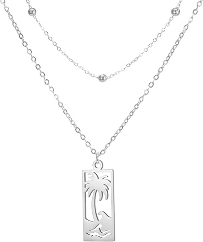 Tjejer tillbehör Palm Tree For Women, 925 Sterling Silver Beach Wave Palm Tree Pendant Coconut Palm Tree, Palm Tree s For Women, Tropical, Palm Tree