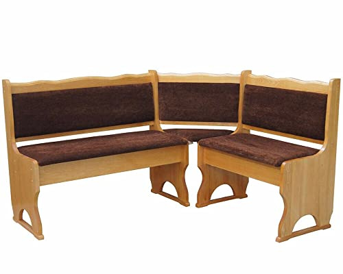 Imbottitura Panca angolare in legno di pino, colore Alder con imbottitura in legno massello – nuovo marrone (160 x 180)
