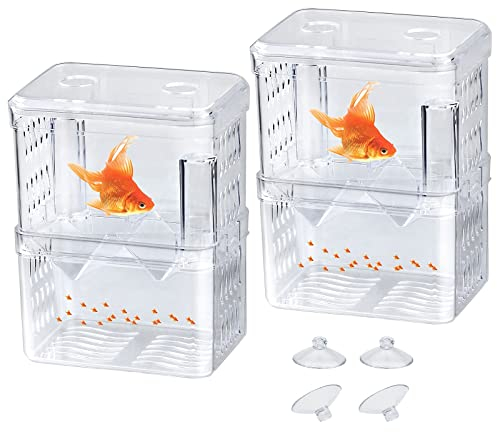 Guador Aufzucht-Isolierbox, 2 Stück, aus Acryl, multifunktional, schwimmend, Inkubator, Brutkasten für Fische, zum Aufhängen, Aufzuchtbehälter (L)