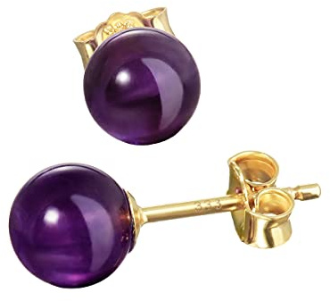 NKlaus Paar echt Amethyst Kugel Ohrstecker 6mm Gelbgold 333 8 Karat Gold Ohrringe natur 7942