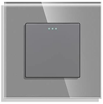 CNBINGO Wechselschalter Rocker Knopfschalter, modernem Kristallglas Grau Wandtafel, Elektrischer Einzellichtschalter, 1-Fach, Wechselschalter
