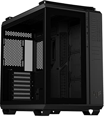ASUS TUF Gaming GT502 Gehäuse (gehärtetes Glas, Zweikammer-Gehäuse, Panoramablick, Frontpanel High-Speed USB Typ-C, werkzeuglose Seitenteile), Schwarz