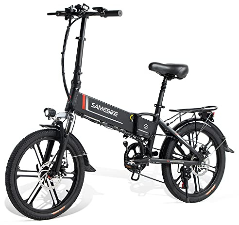 SAMEBIKE 2lvxd30 Bicicleta eléctrica 48v10.4ah Bicicleta eléctrica Plegable con 7 Velocidad niños y Adultos Autonomía Aumentada hasta 40-90KM