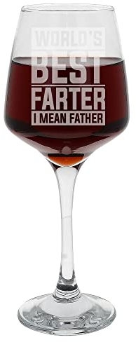 Block Design Worlds Best Farter I Mean Father Wine Glass Funny Gift for Dads Birthday Gifts for Dad Fathers Gift New Dad Gift for Daddy Gifts for Dads Wine Glass Novelty Engraved Wine Glass
